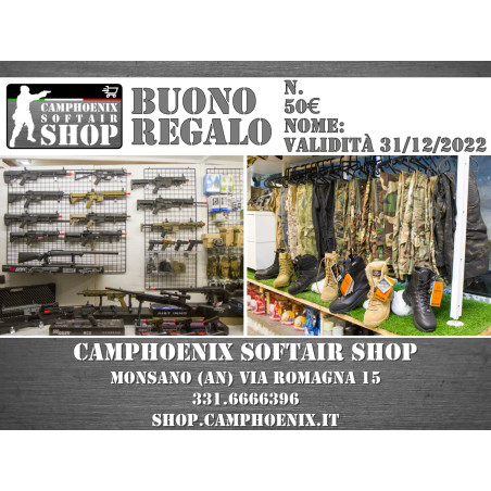 BUONO REGALO da 50€ SPENDIBILE PRESSO IL CAMPHOENI SOFTAIR SHOP