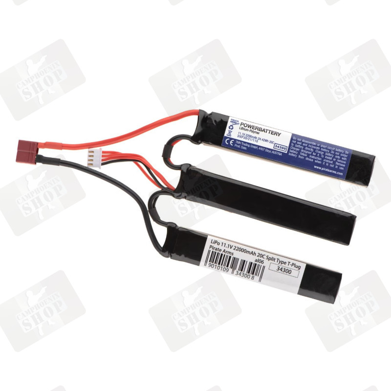 LiPo 11.1V 2200mAh 20C Split Type T-Plug - Pirate Arms LiPo 11.1V 2200mAh 20C Split Type T-Plug - Pirate Arms